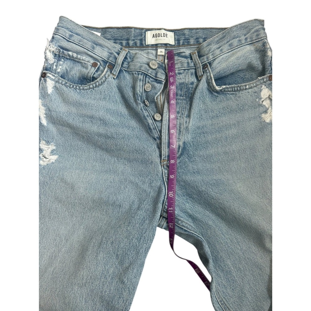 Agolde 90's Crop Jeans Straight Leg Distressed Light Wash Blue Women's 25 - Picture 6 of 10